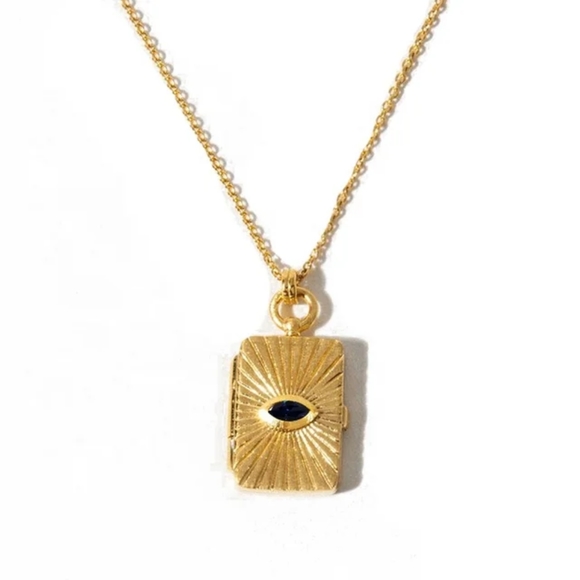 Jewelry - New 18K Gold Vermeil Meri Locket Evil Eye Talisman Necklace